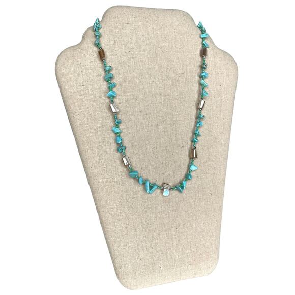 Turquoise Chips & Abalone Shell Beaded Necklace Fashion Jewelry - Picture 9 of 9